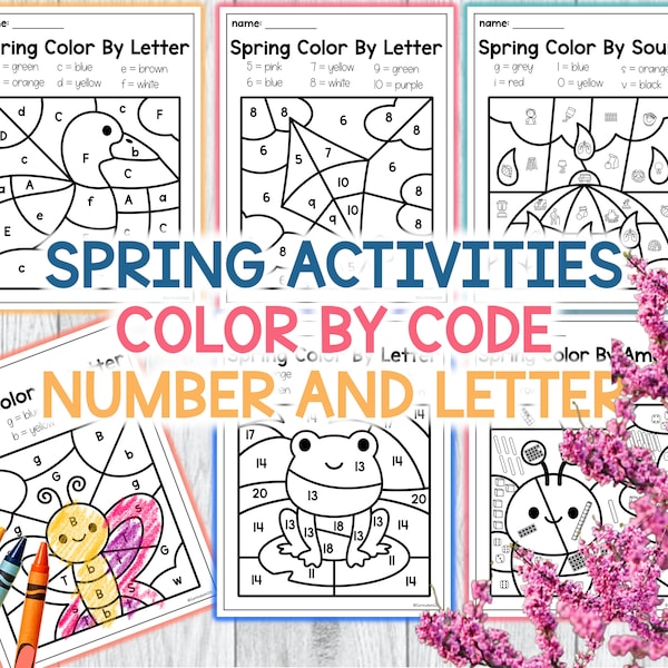 Spring Color By Number Printable Color By Letter Spring Activities for Preschool
