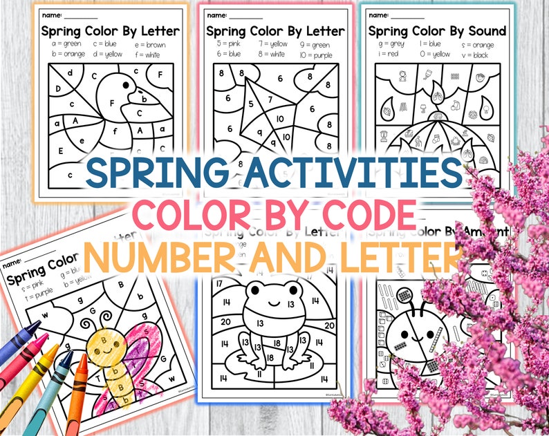 Springtime Color By Letters Spring Color by Number & Letter Activities: Preschool Printable - Etsy
