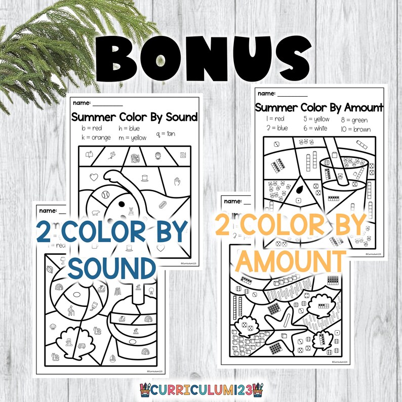 Summer Color by Number Letter and Sound Summer Coloring Pages Etsy