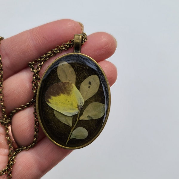 Butterfly Wing with Eyespots Oval Pendant- Pressed Flower Resin Necklace- Real Butterfly Wing- Nature Jewelry