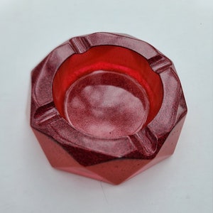 Ruby Red Baby Octagon Abstract Ashtray or Trinket Dish- Resin