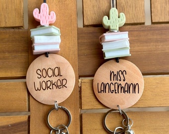 Personalized Beaded Breakaway Lanyard, Teacher Gift, ID Badge Holder