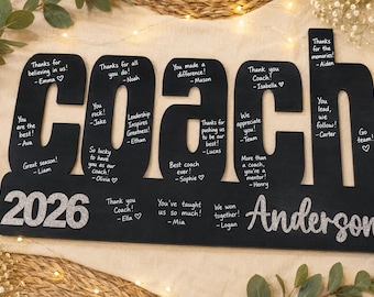 Personalized Wood signature board guestbook for coaches, gifts for teachers, class of 2026 ideas, softball volleyball basketball baseball