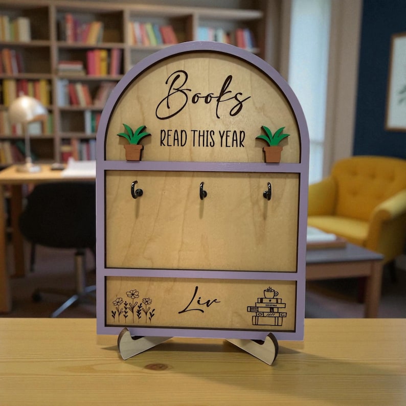Personalized Books I Read This Year Counter, Custom Books Read Tracker, Book Lovers Gift, Bookshelf Decor, Book Ends, Gift for Readers. image 14