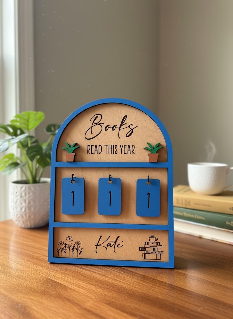 Personalized Books I Read This Year Counter, Custom Books Read Tracker, Book Lovers Gift, Bookshelf Decor, Book Ends, Gift for Readers. image 8