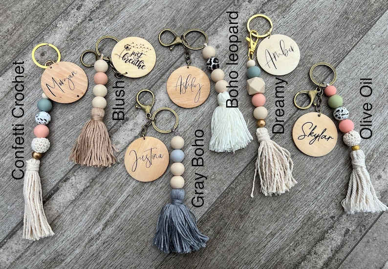 Personalized Boho Keychain Soft Bead Keychain Gifts for Her Etsy
