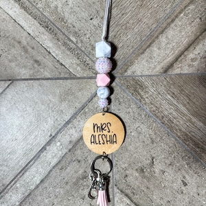 Breakaway sparkle beaded Teacher lanyard, ID badge holder, lanyard for keys, gift for teachers, lanyard for nurses, teacher appreciation day