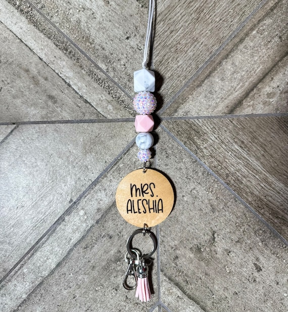 6 Pack Cute Teacher Lanyards - Silicone Beaded Badge Holders With Breakaway Clasps For ID Cards And Keys - View #2