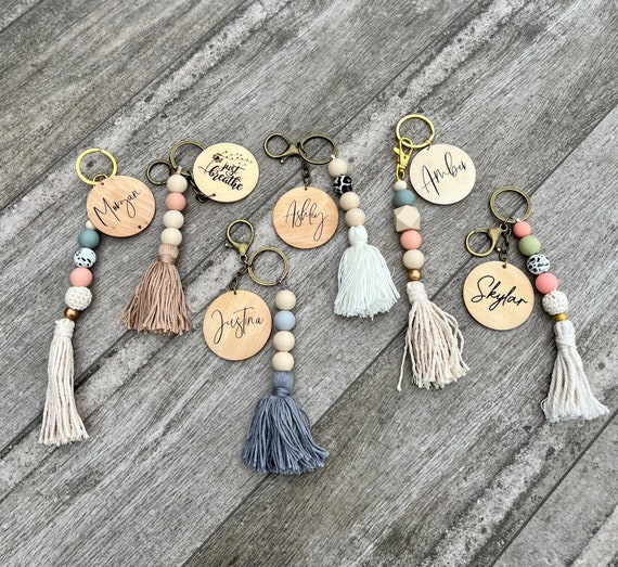 Personalized Boho Keychain, Soft Bead Keychain, Gifts for Her, New