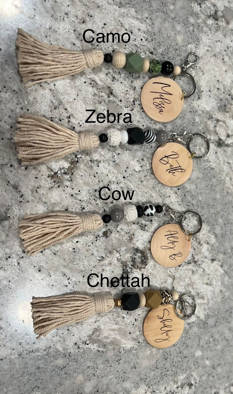 Personalized Boho Keychain Soft Bead Keychain Gifts for Her Etsy