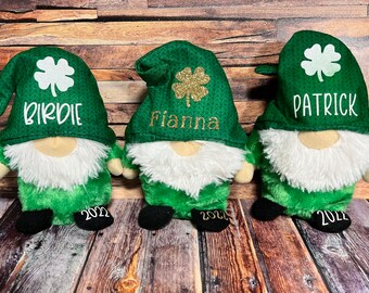 St. Patrick’s Day gnome, personalized gnome, St. Patty’s Day gifts, green gnome, St. Patrick’s day gifts for kids, stuffed animal gnome.