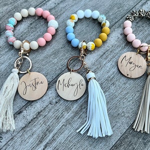 Wristlet Keychain, Custom Keychain For Women, MonogramTassel Keychain, Personalized Key Ring, Mother’s DayGift, Gift For Friend, Bridesmaid