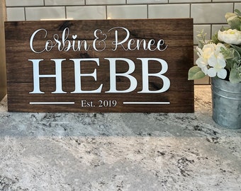 Wood sign for weddings anniversaries and housewarming. Sign for bedroom, farmhouse wall decor, 3D name sign, shiplap wood sign for couples.