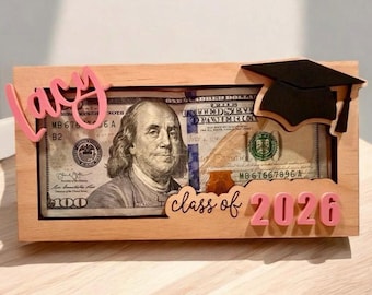 Portamonedas de madera personalizado para graduación, recuerdo de la promoción de 2026, regalos para graduados, idea de graduación con toque personal, ideas para fiestas de graduación
