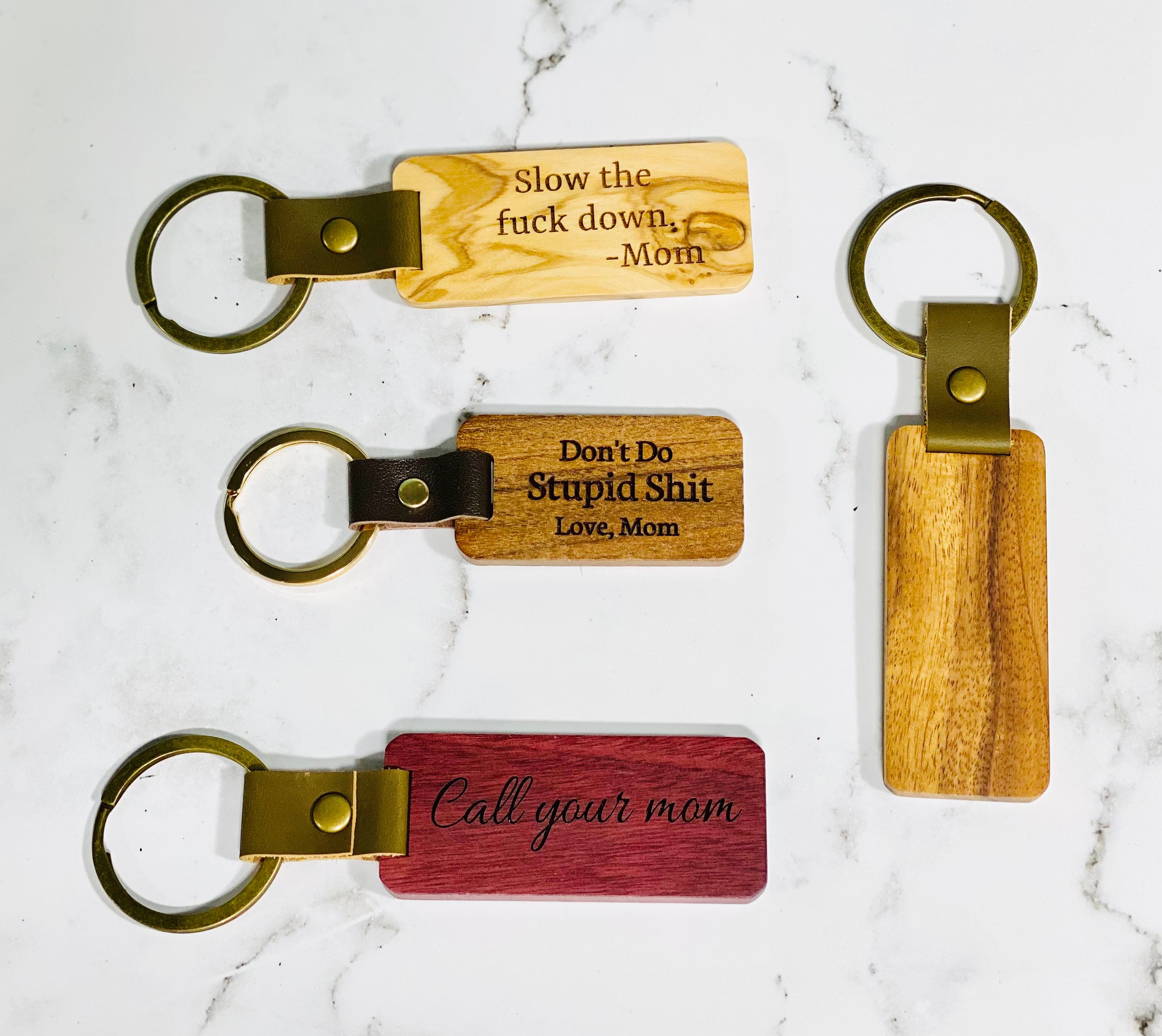 Wooden engraved keychains. Funny sayings laser cut Etsy