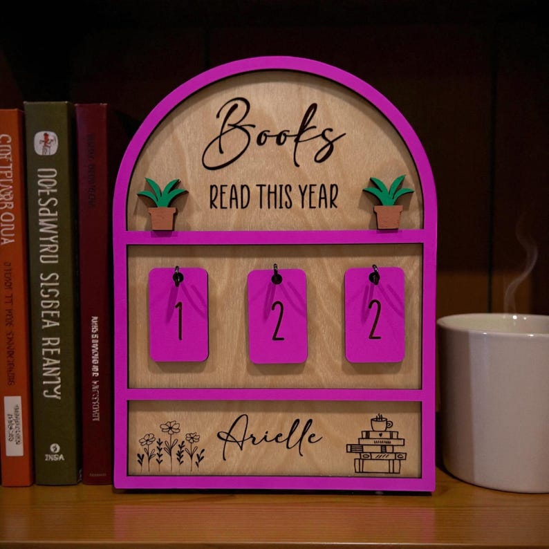 Personalized Books I Read This Year Counter, Custom Books Read Tracker, Book Lovers Gift, Bookshelf Decor, Book Ends, Gift for Readers. image 7