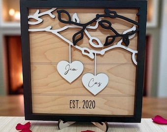 Custom Engraved Couple Wood Sign, Personalized Valentine's Gift