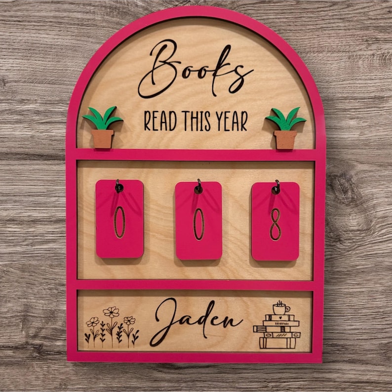 Personalized Books I Read This Year Counter, Custom Books Read Tracker, Book Lovers Gift, Bookshelf Decor, Book Ends, Gift for Readers. image 11