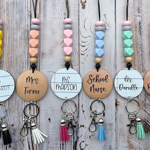 Breakaway pencil notebook lanyard, ID badge holder, lanyard for keys, gifts for teachers, engraved acrylic name tag, teacher appreciation