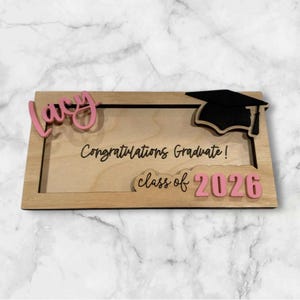 Personalized Wood Graduation Money Holder Keepsake, Class of 2026, gifts for graduates, personal touch grad party idea. image 4