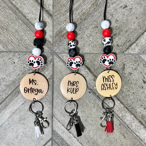 Breakaway dog paw beaded Teacher lanyard, ID badge holder, lanyard for keys, gifts for teachers, vet tech lanyard, gifts for veterinarians.