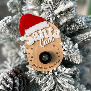 Personalized Santa cam Christmas tree ornament, gifts for kids, North Pole surveillance, Camera lens decor for toddlers, Santa Claus.