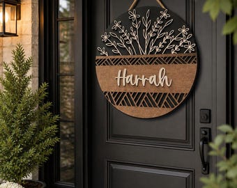Personalized Wildflower front door welcome sign
