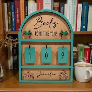 Personalized Books I Read This Year Counter, Custom Books Read Tracker, Book Lovers Gift, Bookshelf Decor, Book Ends, Gift for Readers. image 5