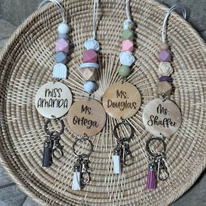 Breakaway boho beaded Teacher lanyard, ID badge holder, lanyard for keys, gifts for teachers, back to school, teacher appreciation day.