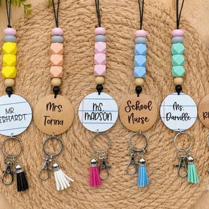 Breakaway pencil notebook lanyard, ID badge holder, lanyard for keys, gifts for teachers, engraved acrylic name tag, teacher appreciation