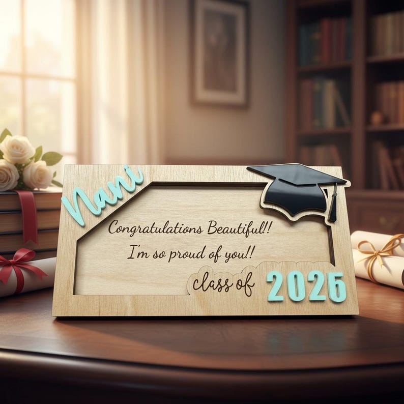 Personalized Wood Graduation Money Holder Keepsake, Class of 2026, gifts for graduates, personal touch grad party idea. image 2