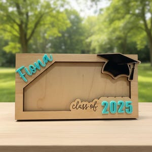 Personalized Wood Graduation Money Holder Keepsake, Class of 2026, gifts for graduates, personal touch grad party idea. image 6