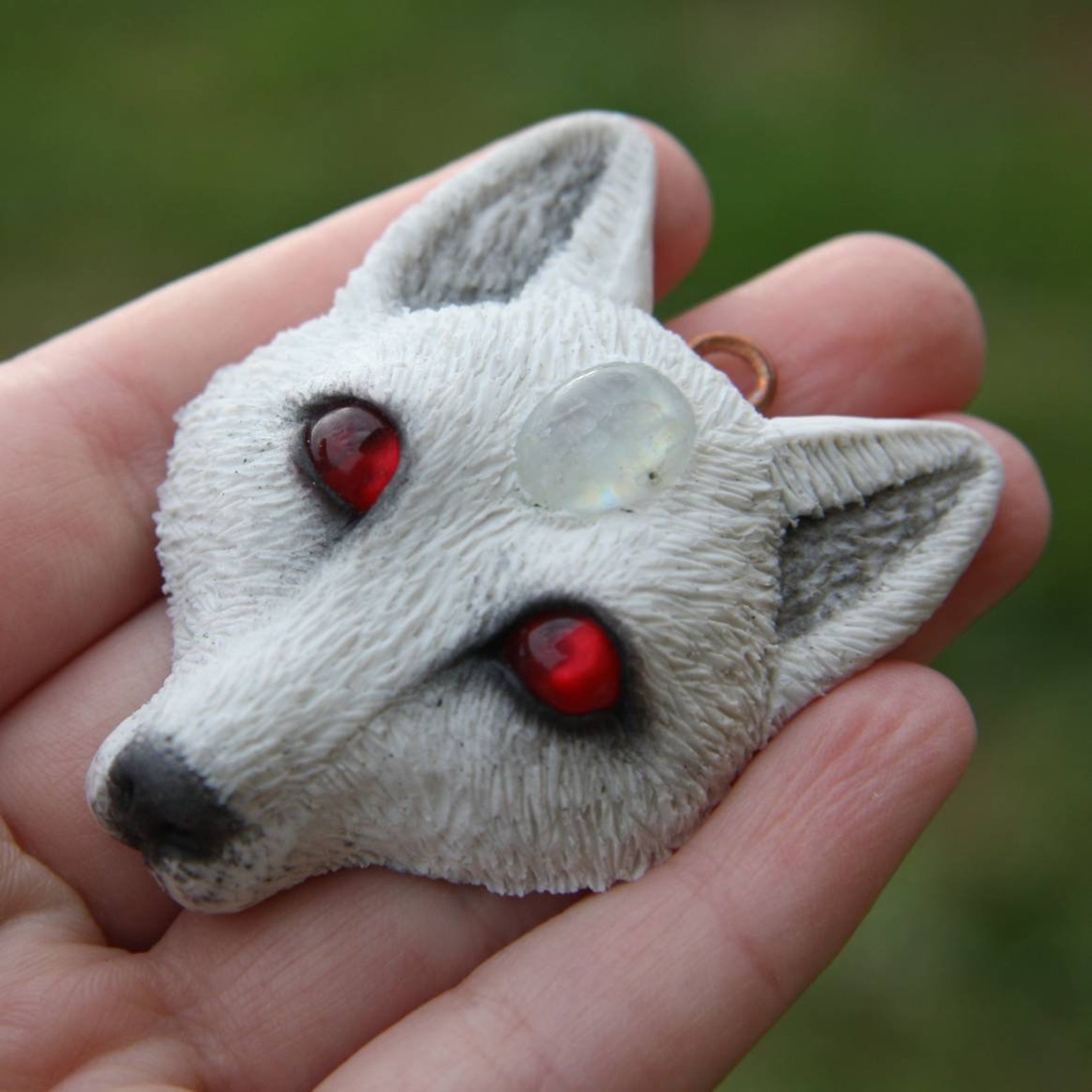 White wolf clay necklace/ Polymer clay wolf pendant/ Wild wolf Etsy