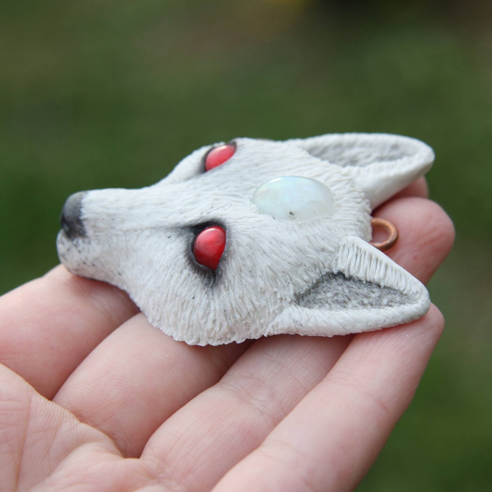 White wolf clay necklace/ Polymer clay wolf pendant/ Wild wolf Etsy