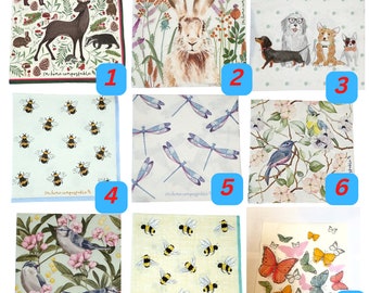 Floral Bird Paper Napkins, Decoupage, Scrapbooking (4pcs)