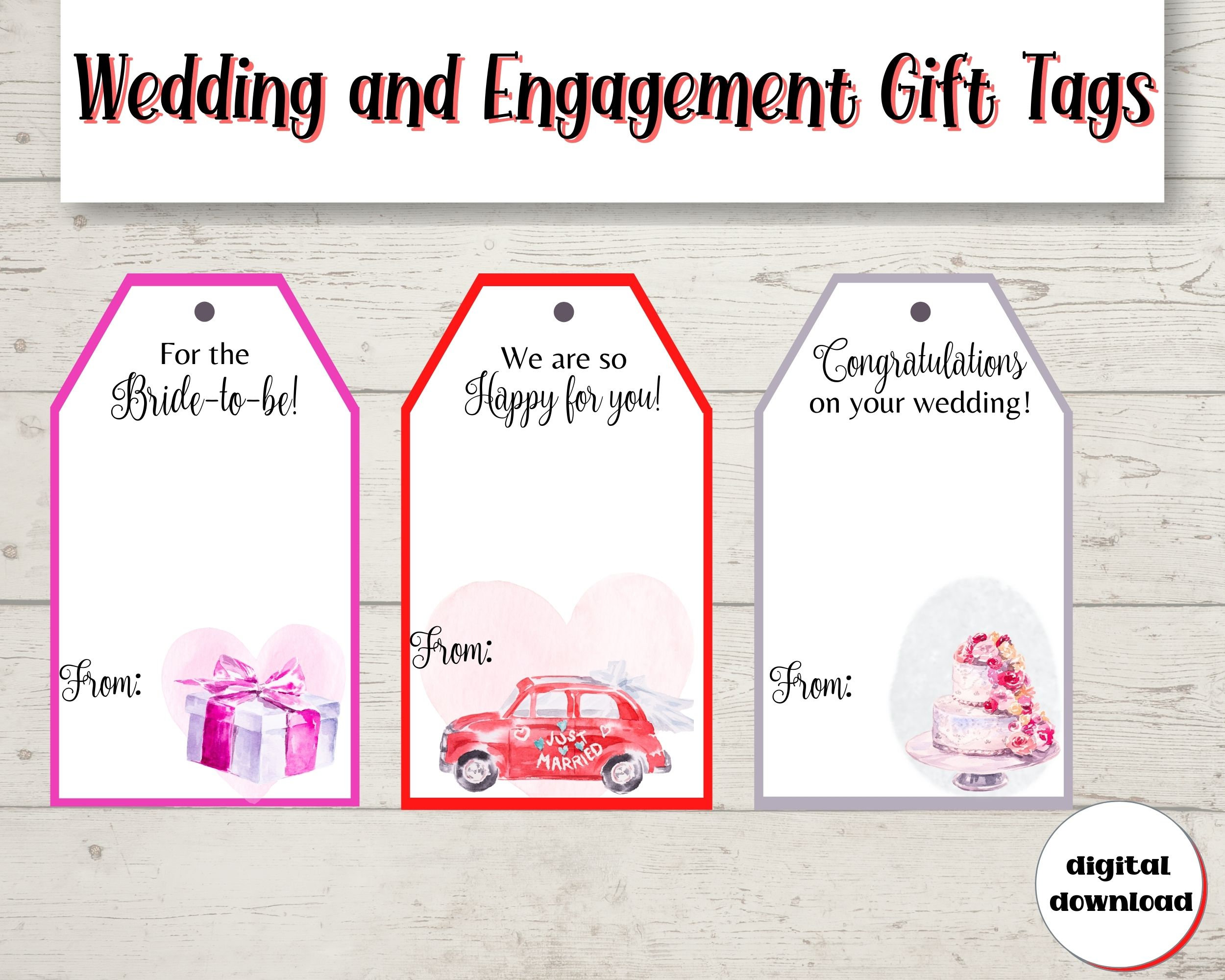 Wedding Engagement gift tag greeting card to and from tag. Etsy