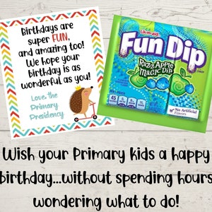 Tarjeta de cumpleaños de la Primaria para imprimir, idea de regalo, etiqueta para dulces. Iglesia de Jesucristo de los Santos de los Últimos Días