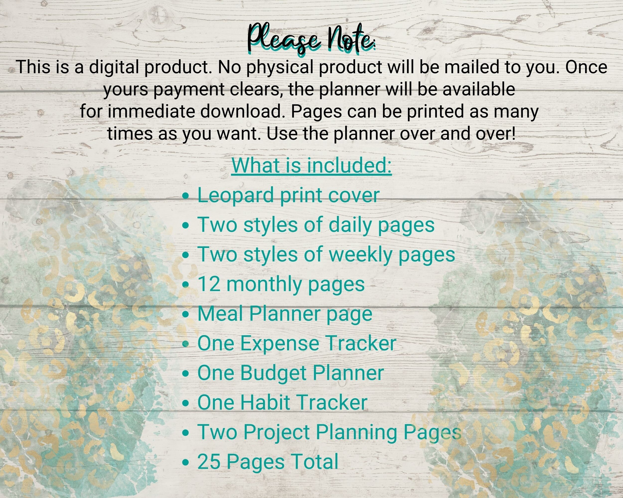 Mint Gold and Navy Printable Planner | Etsy