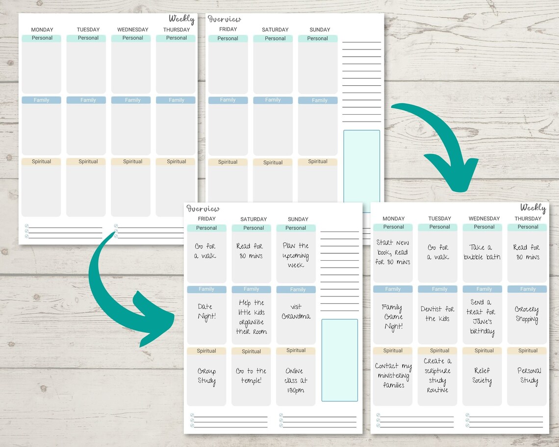 Mint Gold and Navy Printable Planner - Etsy