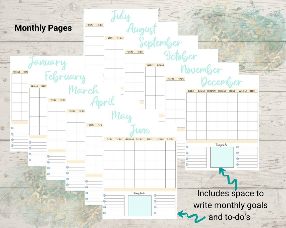 Mint Gold and Navy Printable Planner | Etsy