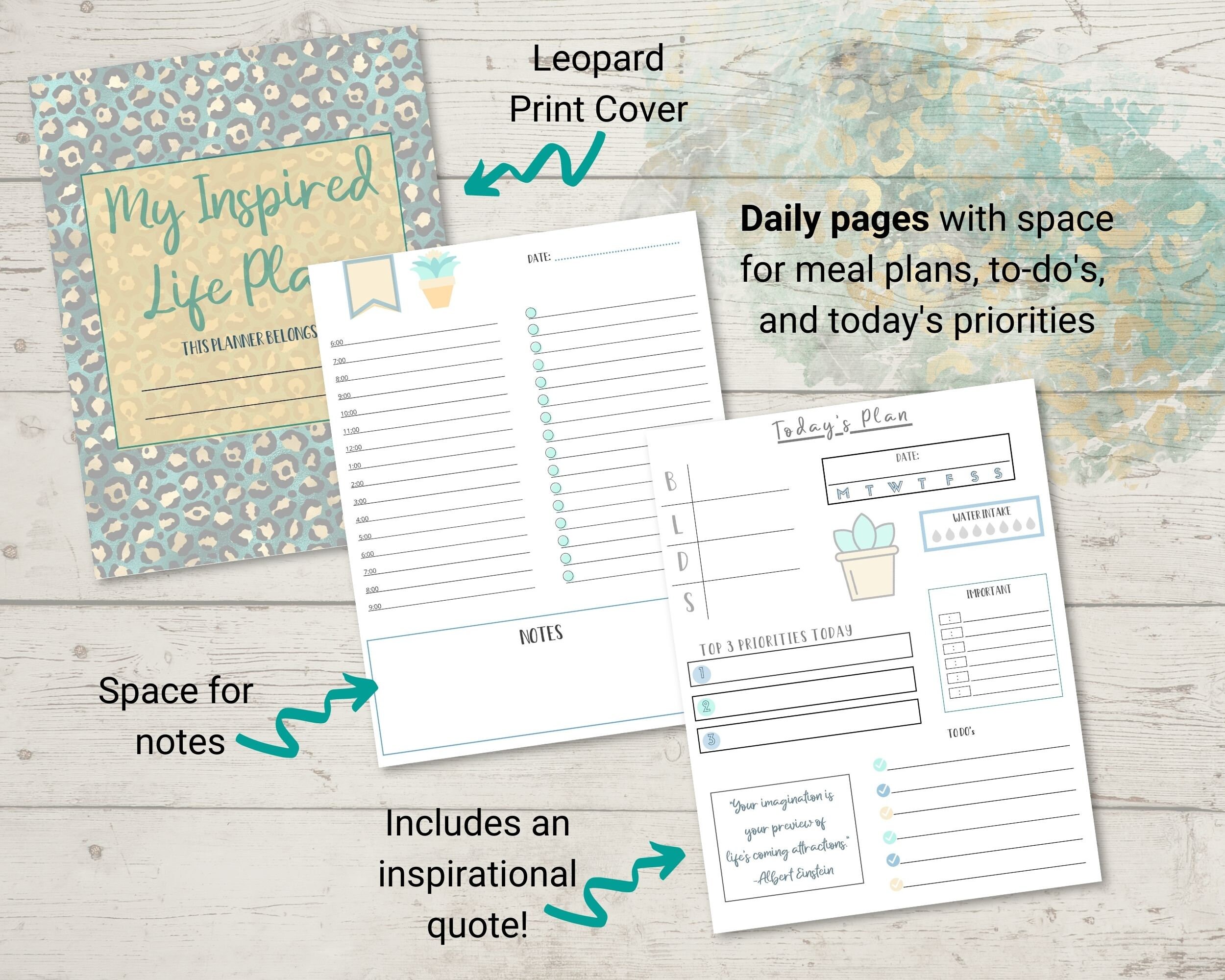 Mint Gold and Navy Printable Planner | Etsy