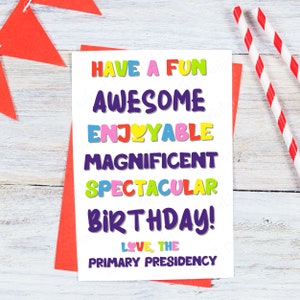 Tarjeta de cumpleaños de la primaria de la Iglesia de Jesucristo de los Santos de los Últimos Días, imprimible