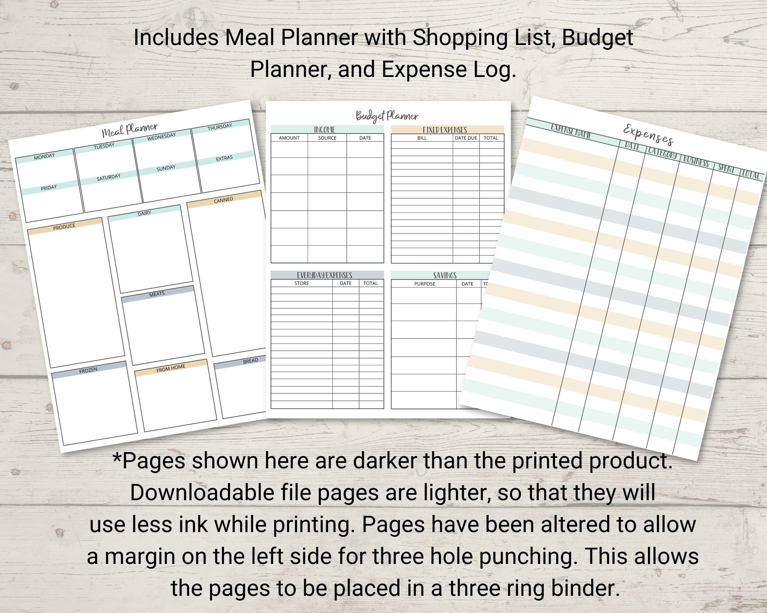 Mint Gold and Navy Printable Planner | Etsy