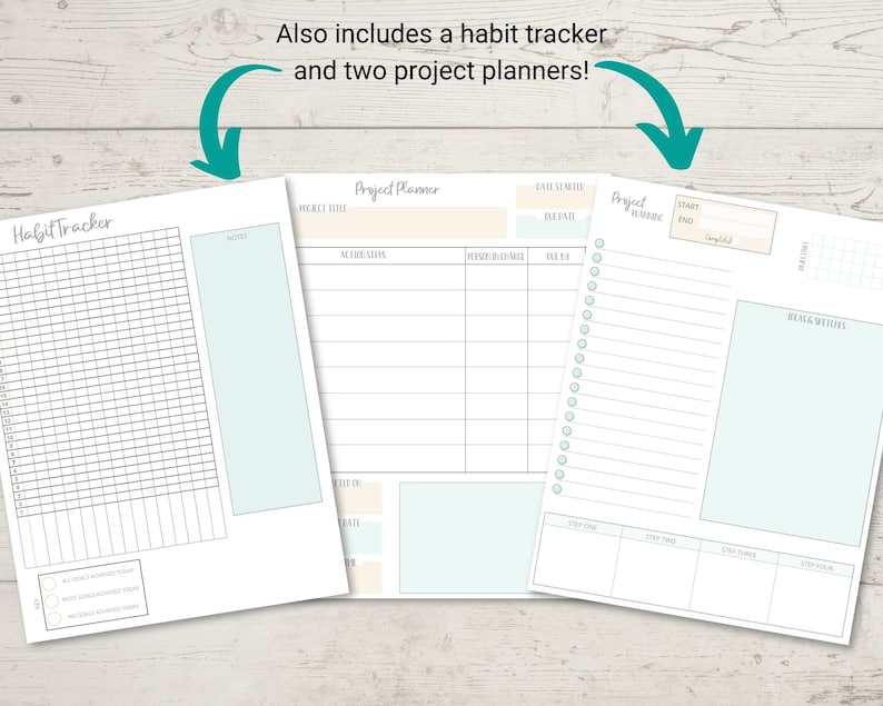 Mint Gold and Navy Printable Planner - Etsy