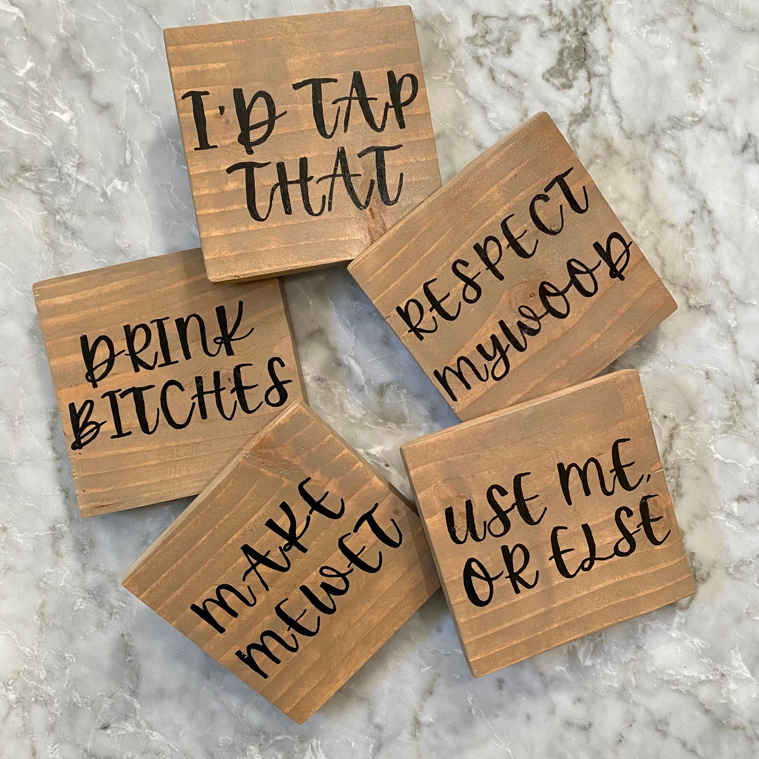 Hand Made Reclaimed Wood Coasters with Quirky Sayings Etsy