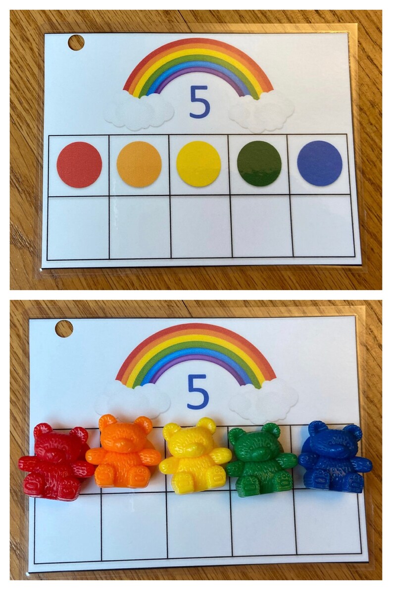 Number Sensory Bin with Rainbow Ten Frame Math Activity Etsy