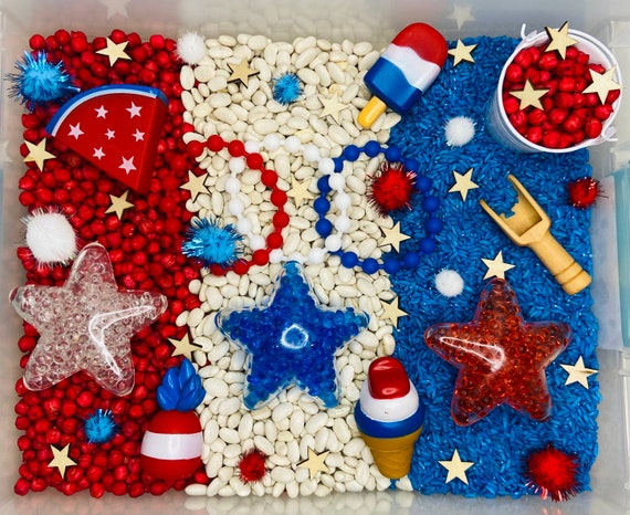 Patriotic Sensory Bin  Memorial Day  4th of July Sensory Kit