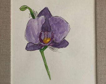 Handmade Purple Watercolor Orchid Flower