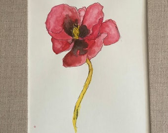 Handmade Red Watercolor Flower