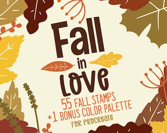 Herbst Procreate Stempel Pinsel, 55 Herbst Stempel, Herbst Blätter Digitale Stempel, Herbst Dekor, Herbst Designs